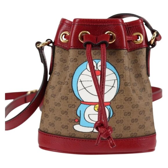 GUCCI Micro GG Supreme Doraemon Collaboration Bag PVC Beige Auth - Picture 2 of 16